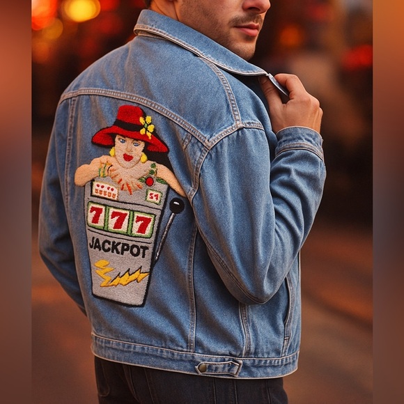 Vintage Big Time Denim Back patch Blue Jacket Size Large - Picture 1 of 14